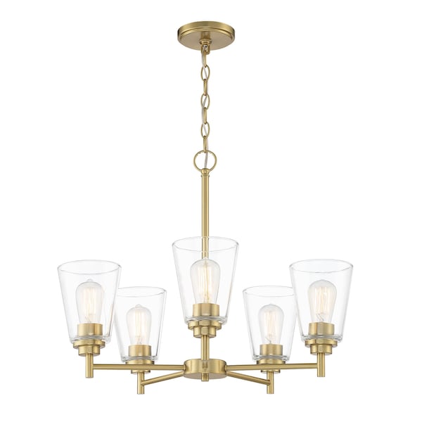 Designers Fountain Westin 5 Light Modern Brushed Gold with Clear Glass Shades Chandelier For Dining Rooms 95785-BG - main